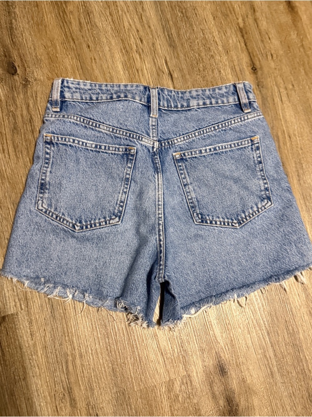 Zara Vintage-Inspired Light Blue Denim Cutoff High Rise Shorts